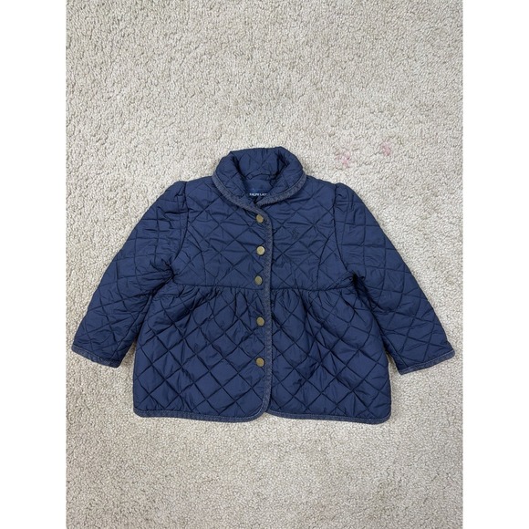 Ralph Lauren Other - Ralph Lauren Collared Quilted Jacket Snap Button Sz 24M Blue Corduroy Collar